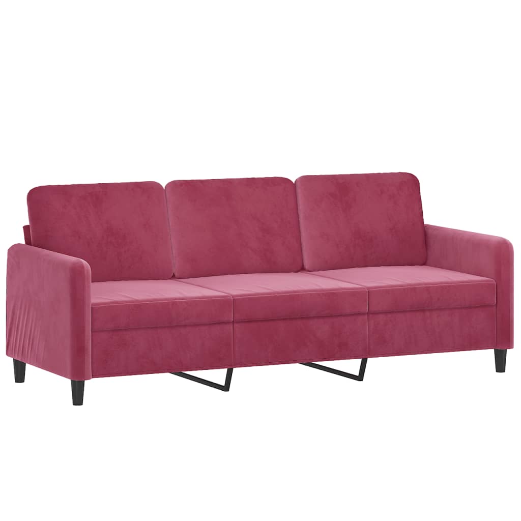 3 pcs. Sofa set wine red velvet