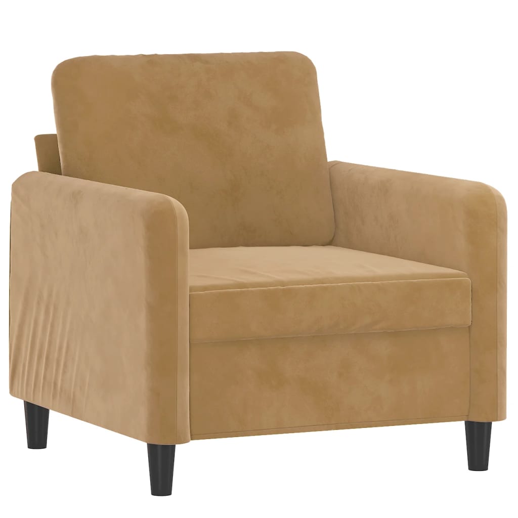 Ensemble de canapé 3 pièces en velours marron