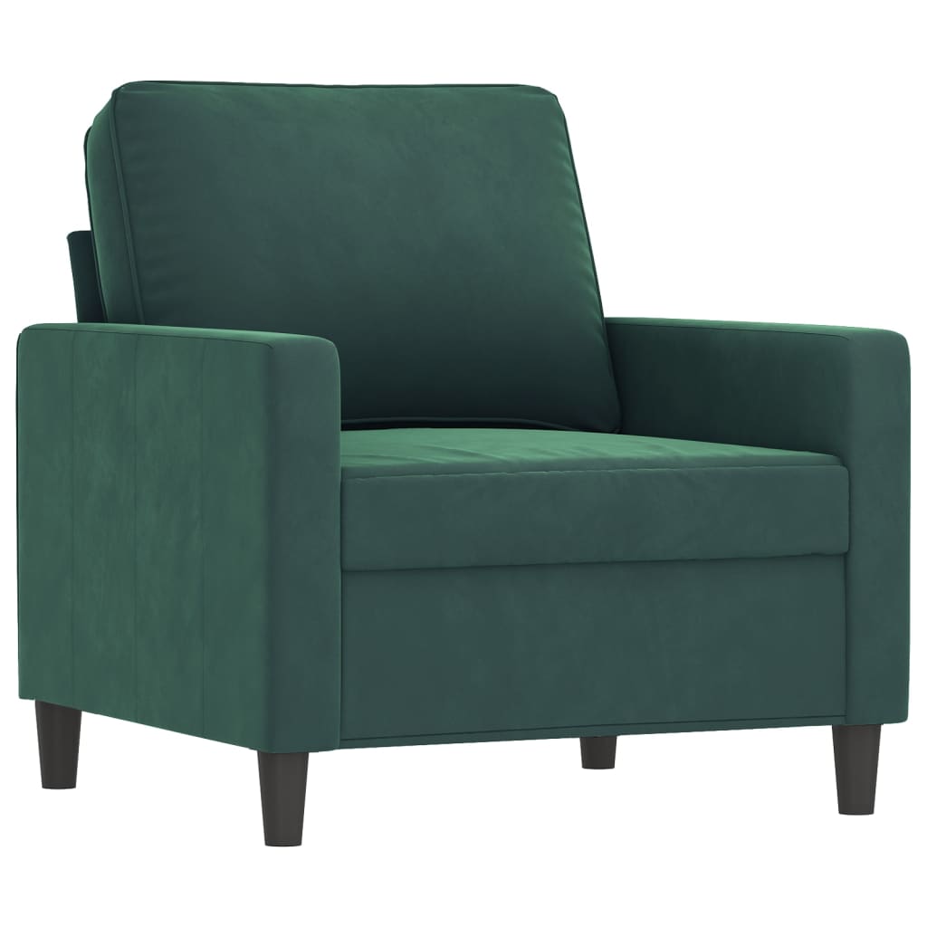 4-piece sofa set with cushions dark green velvet
