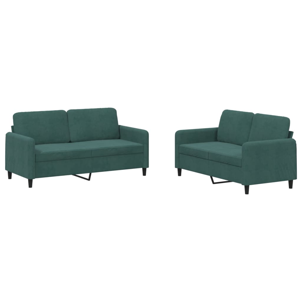 2-piece sofa set dark green velvet