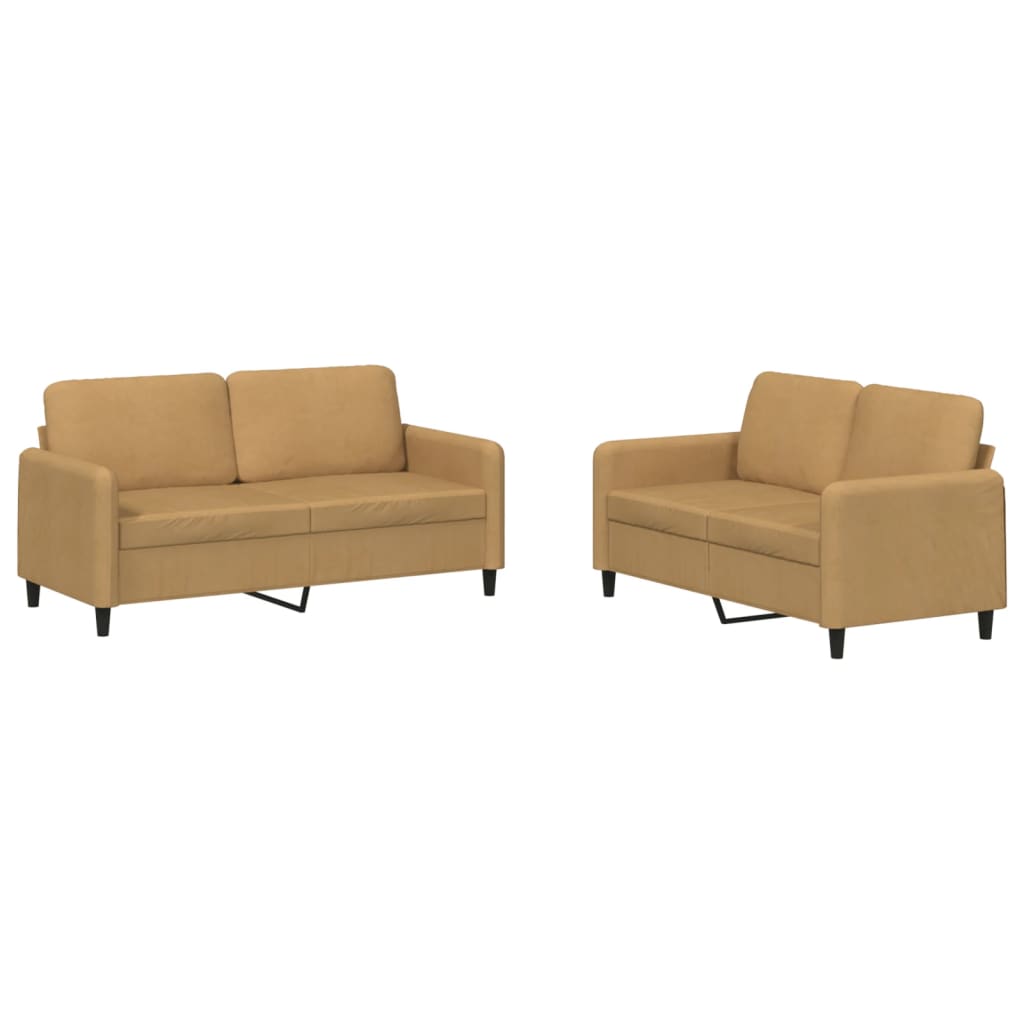 Ensemble de canapé 2 pièces en velours marron