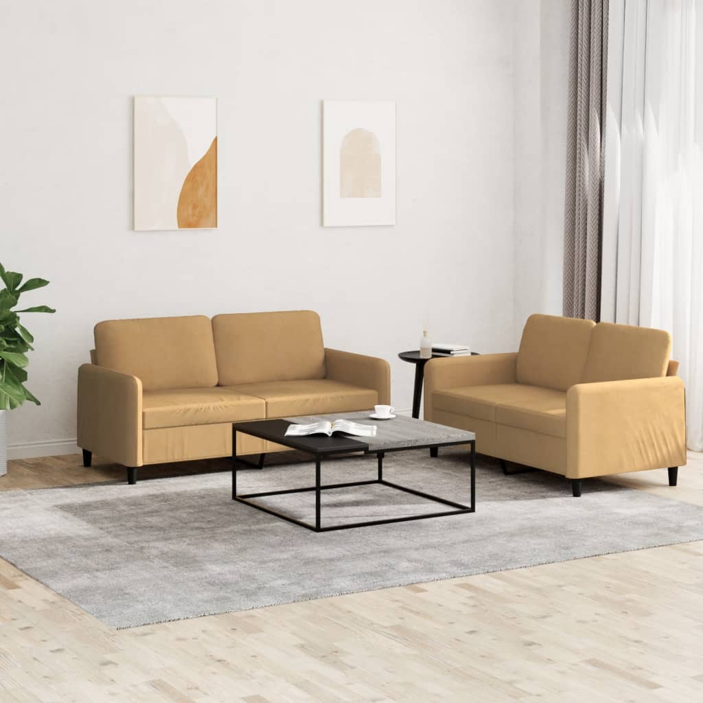 Ensemble de canapé 2 pièces en velours marron