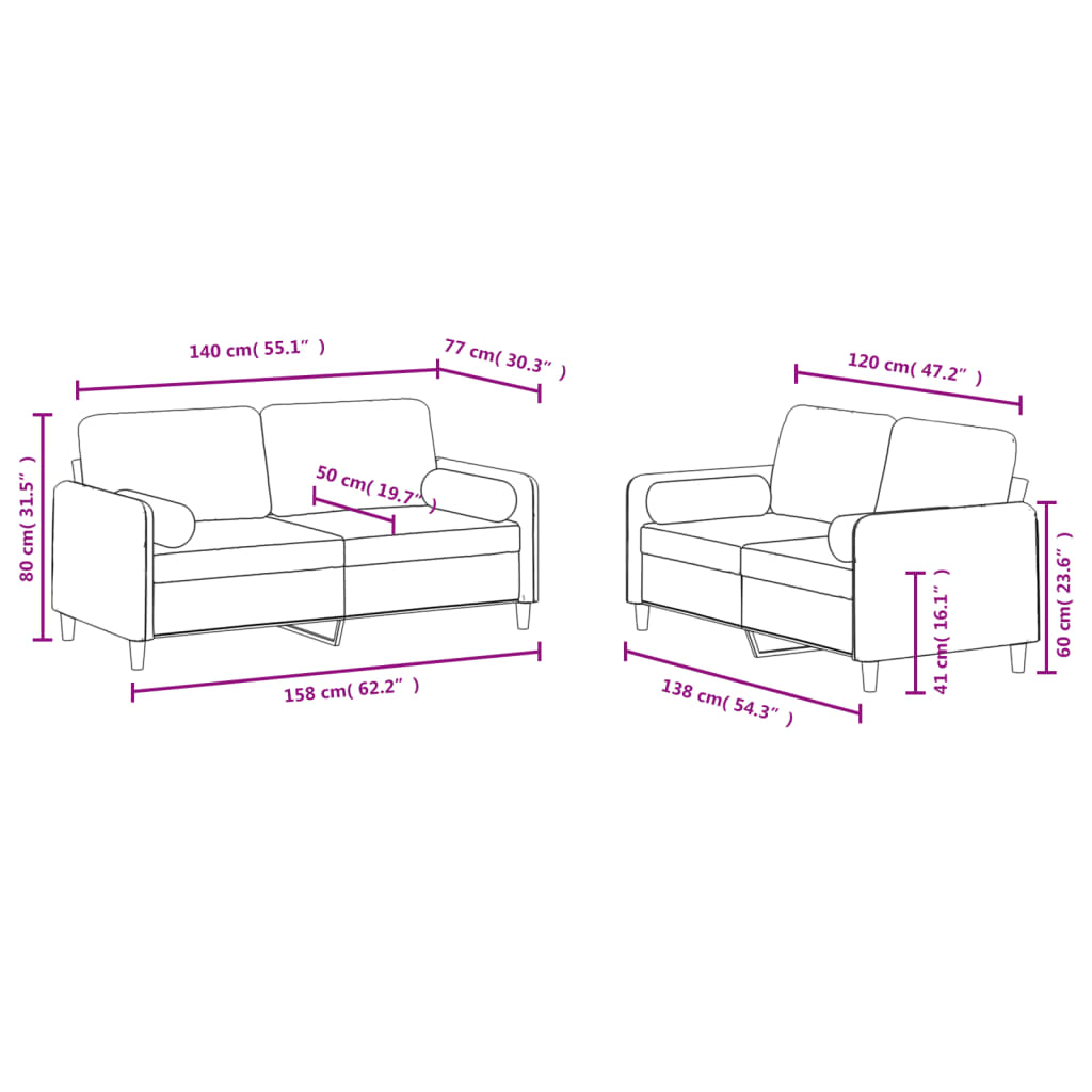 2-piece sofa set with cushions dark green velvet