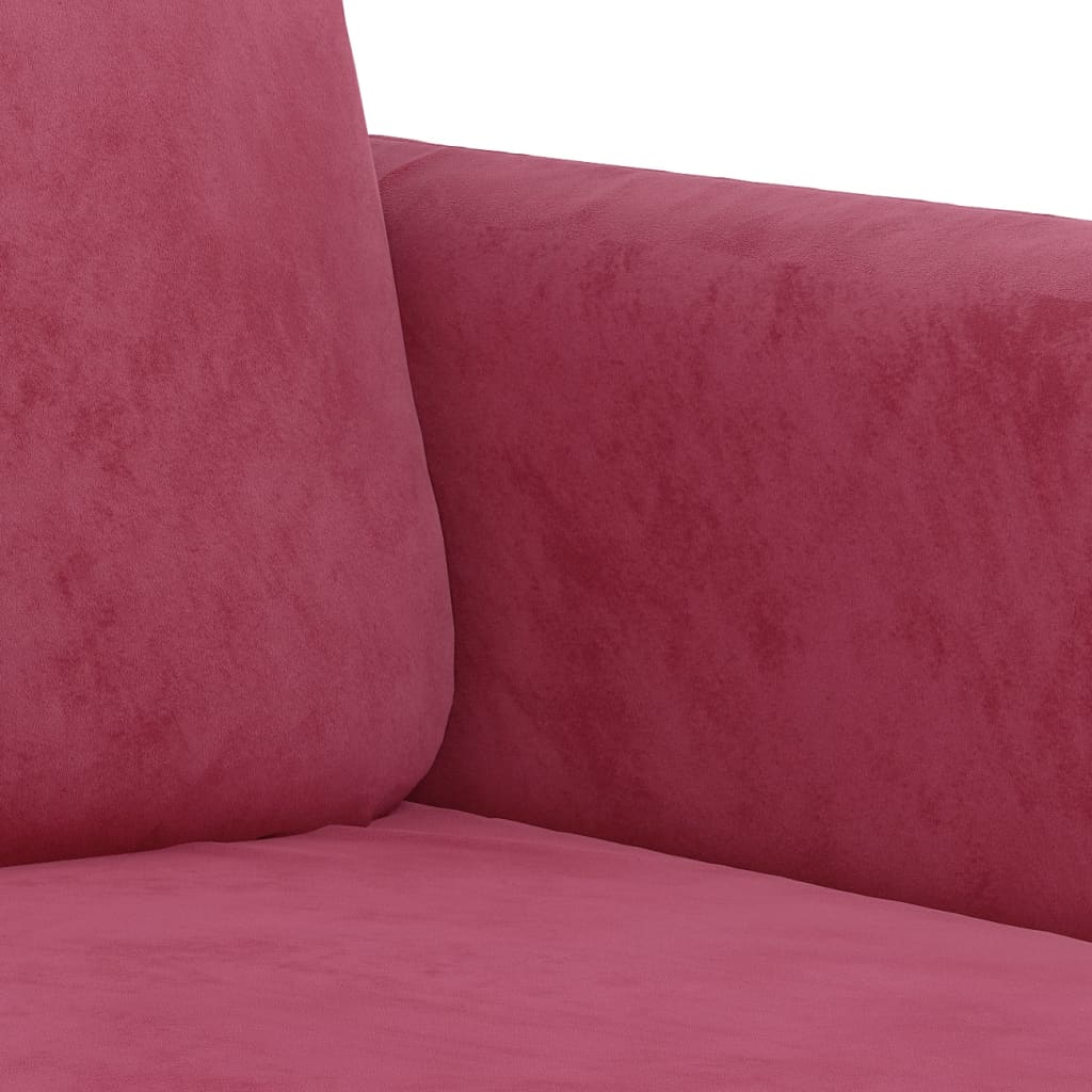 3-piece sofa set with cushions wine red velvet
