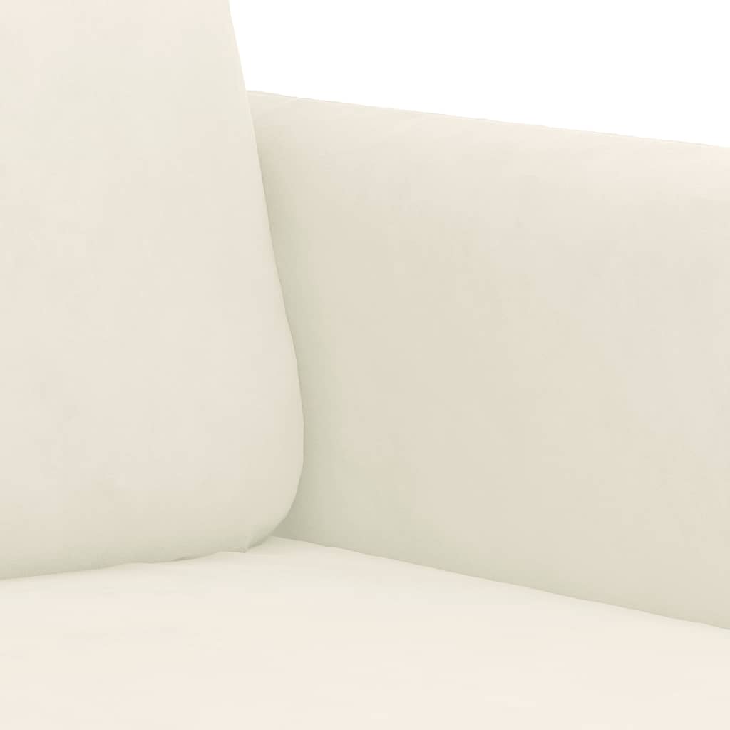 3-tlg. Sofagarnitur mit Kissen Creme Samt