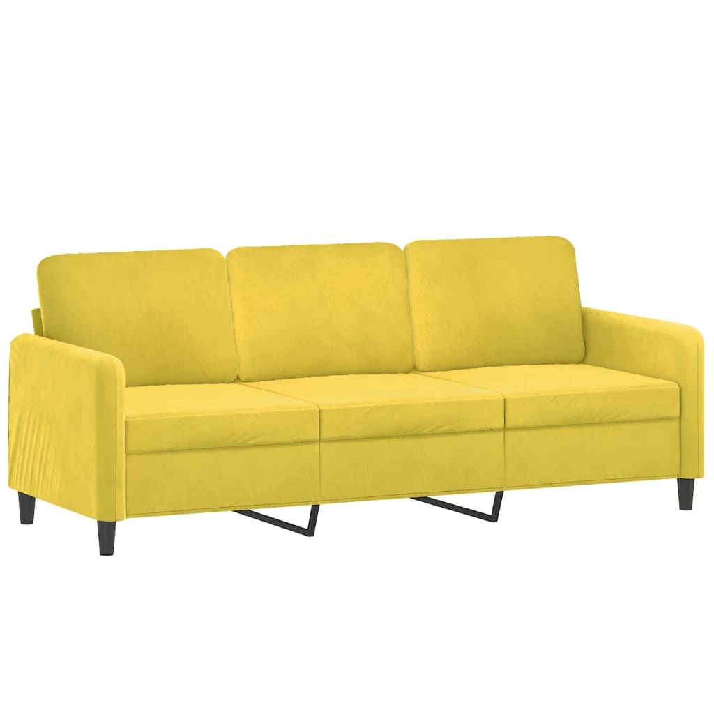 3-piece sofa set yellow velvet