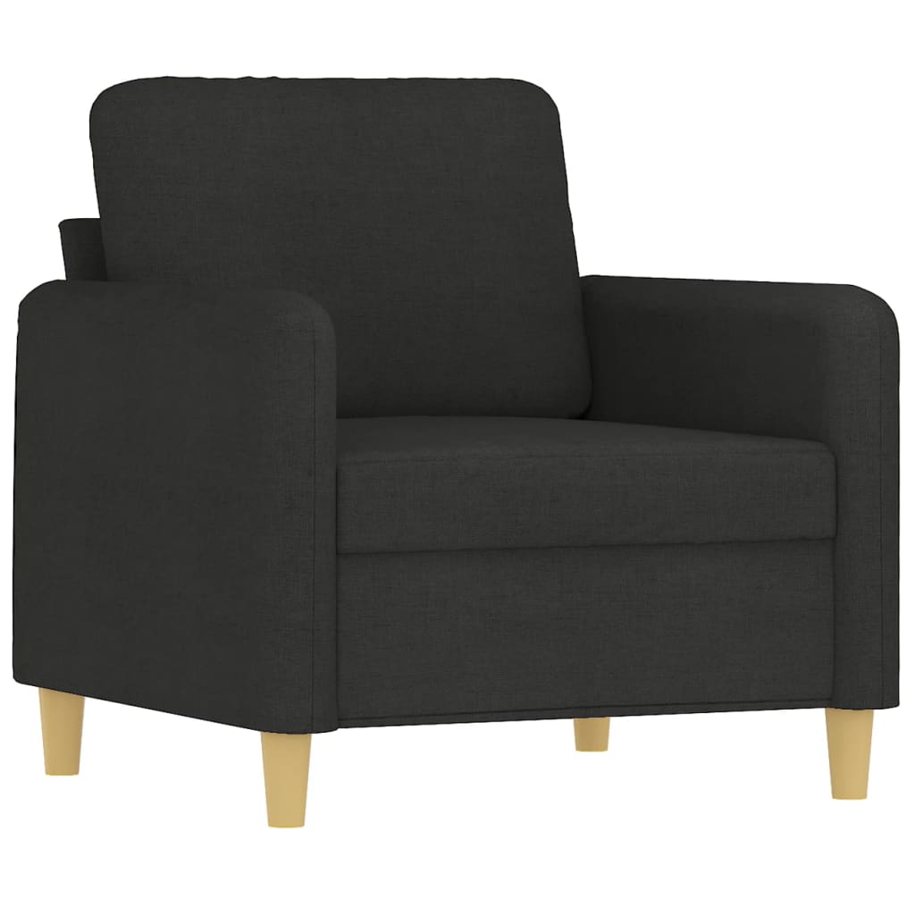 4-piece sofa set with cushions in black fabric