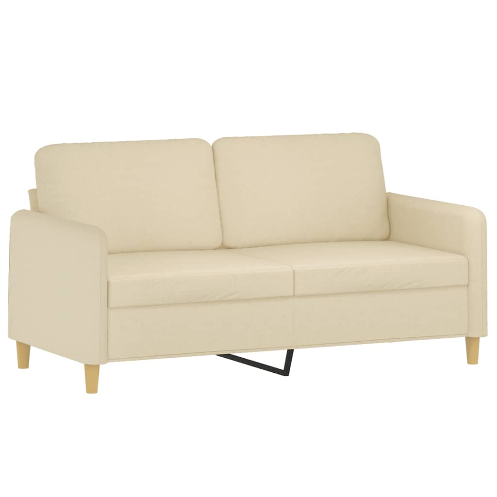 3-tlg. Sofagarnitur mit Kissen Creme Stoff