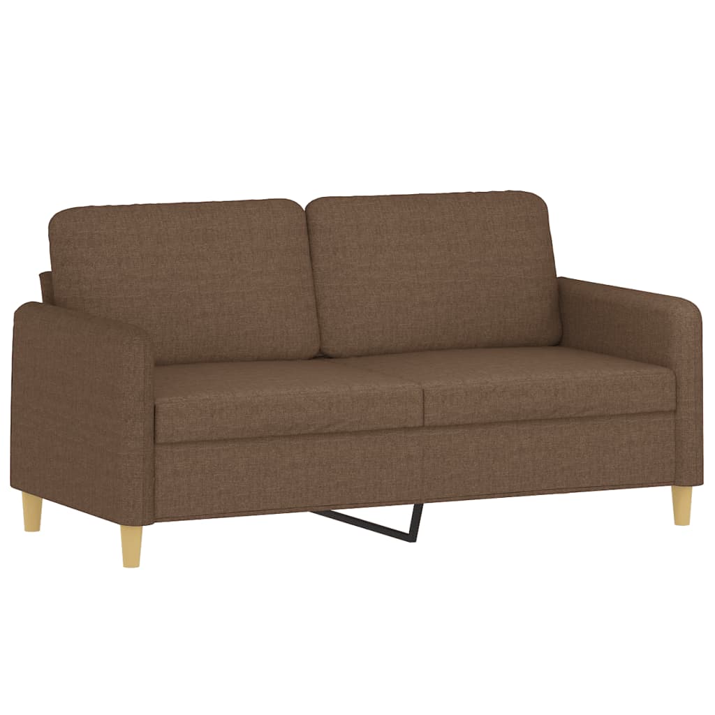 3-piece sofa set with cushions brown fabric