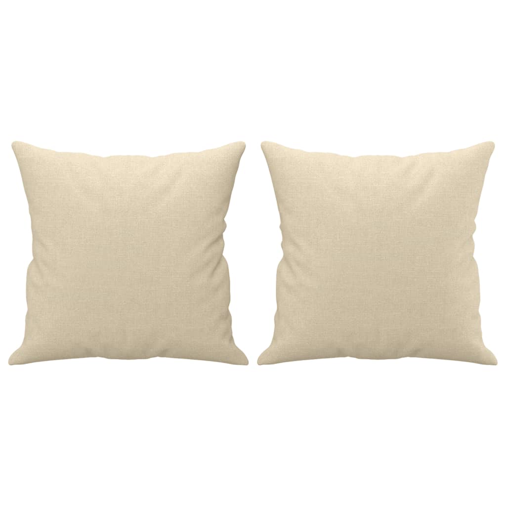 2-tlg. Sofagarnitur mit Kissen Creme Stoff