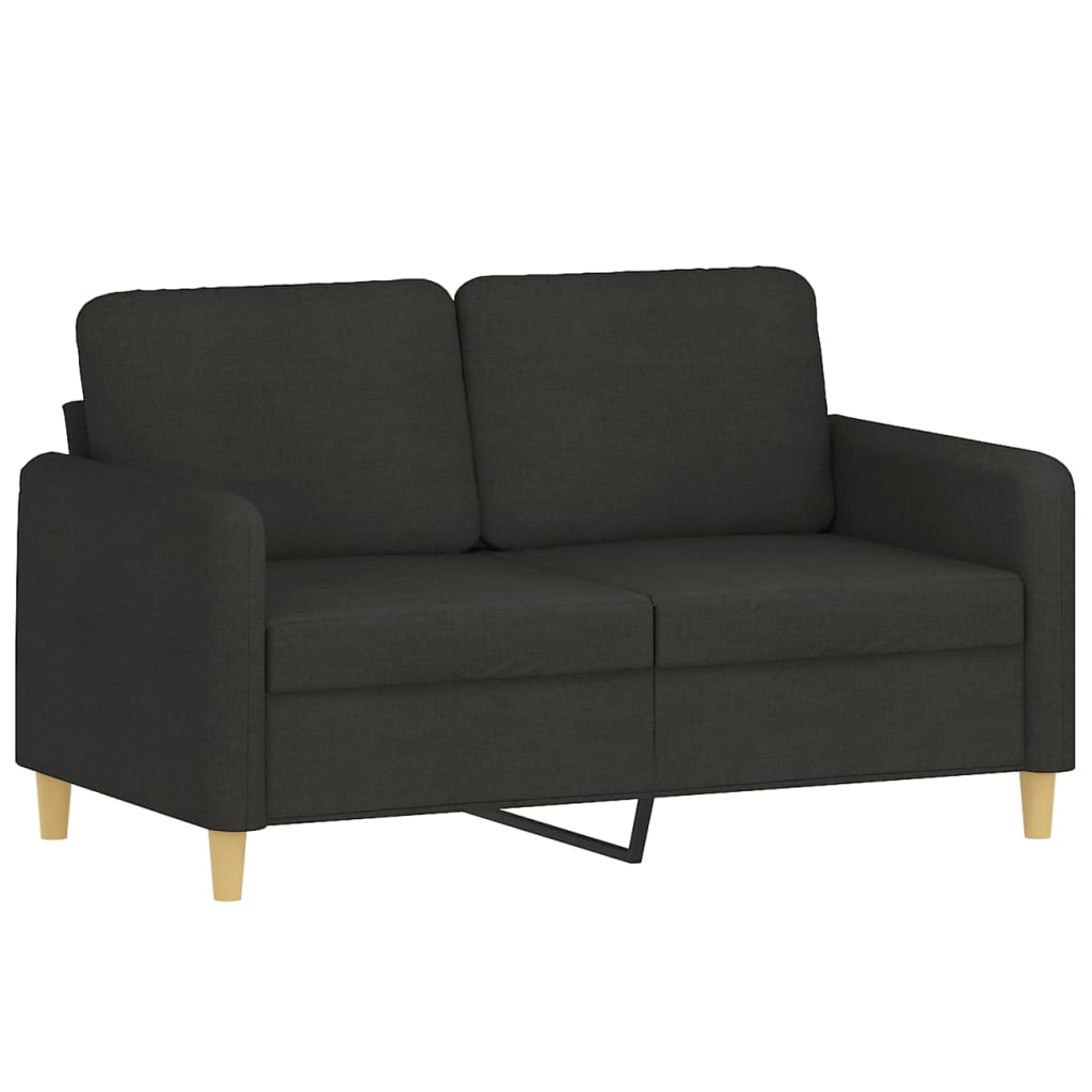 3-piece sofa set with cushions in black fabric