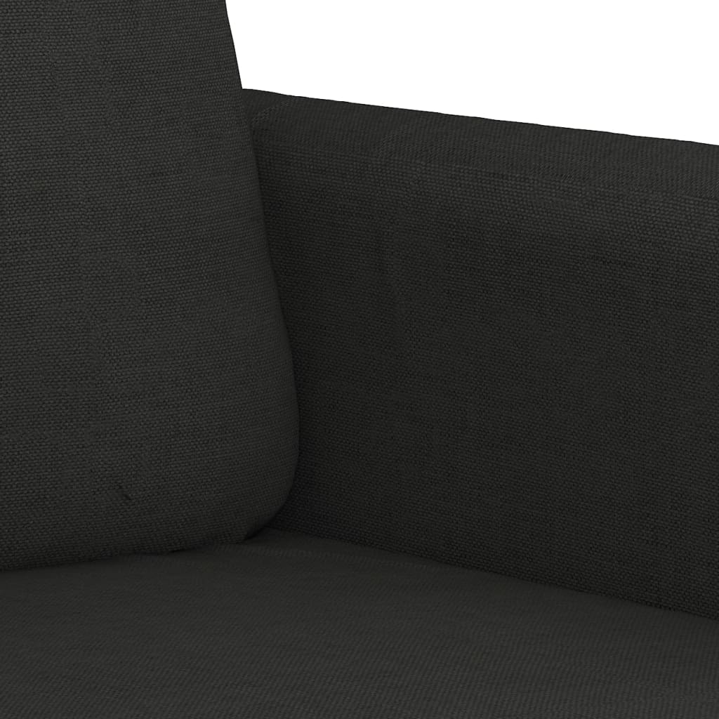 3-piece sofa set with cushions in black fabric