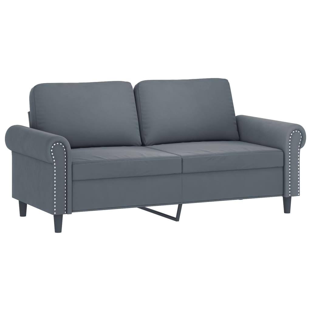 3-piece sofa set with cushions in dark grey velvet