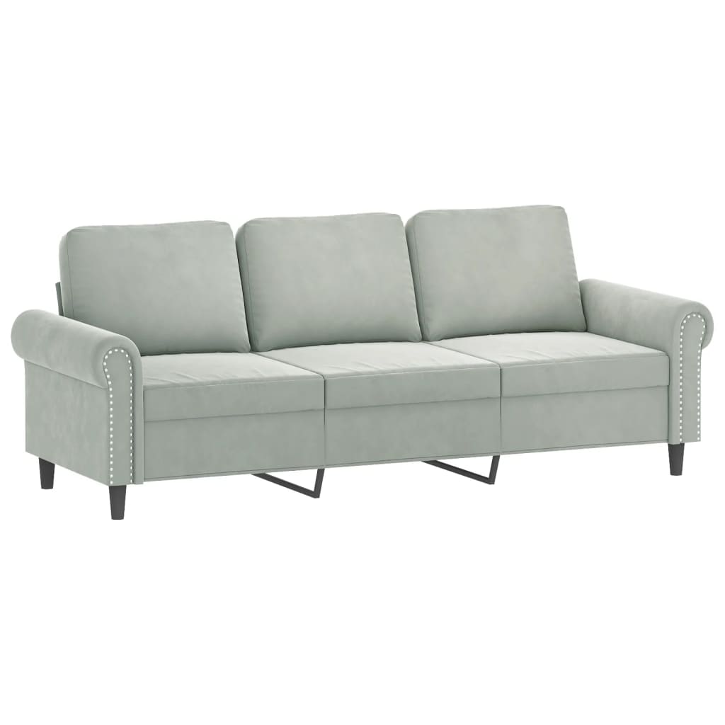 Ensemble de canapé 2 pièces avec coussins en velours gris clair
