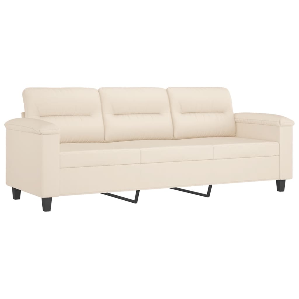 Ensemble de canapé 3 pièces avec coussins en tissu microfibre beige