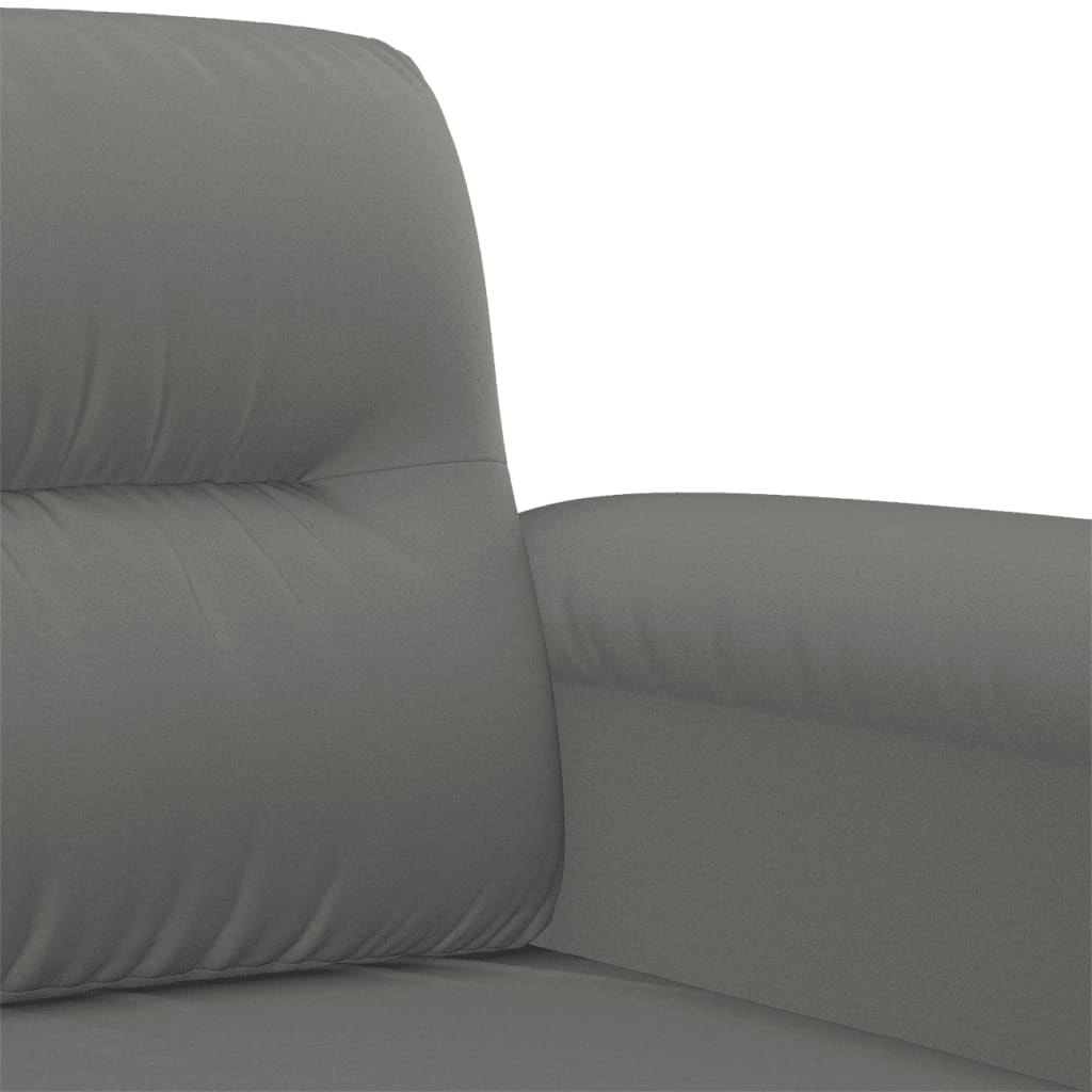 2-piece sofa set with cushions, dark grey microfiber fabric
