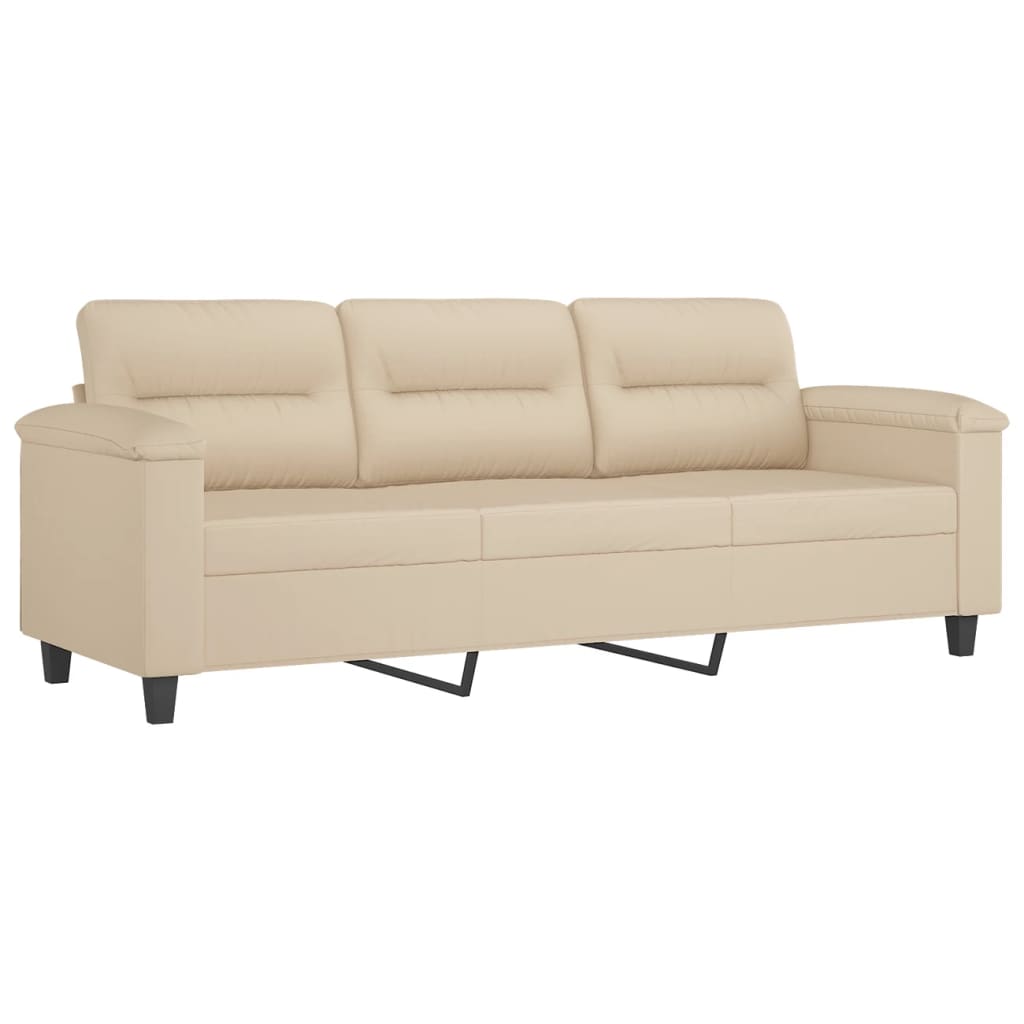 2-piece sofa set with cushions cream microfiber fabric