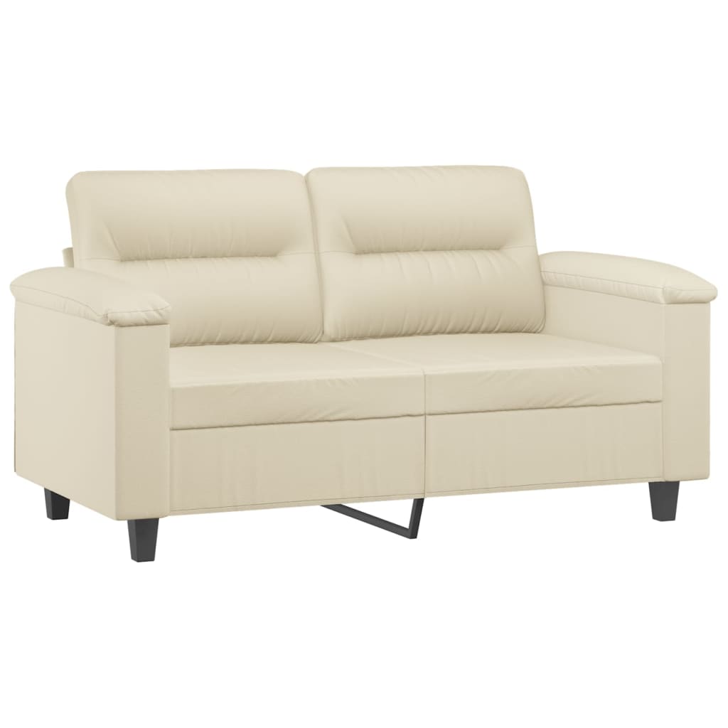 2-piece sofa set with cushions cream faux leather