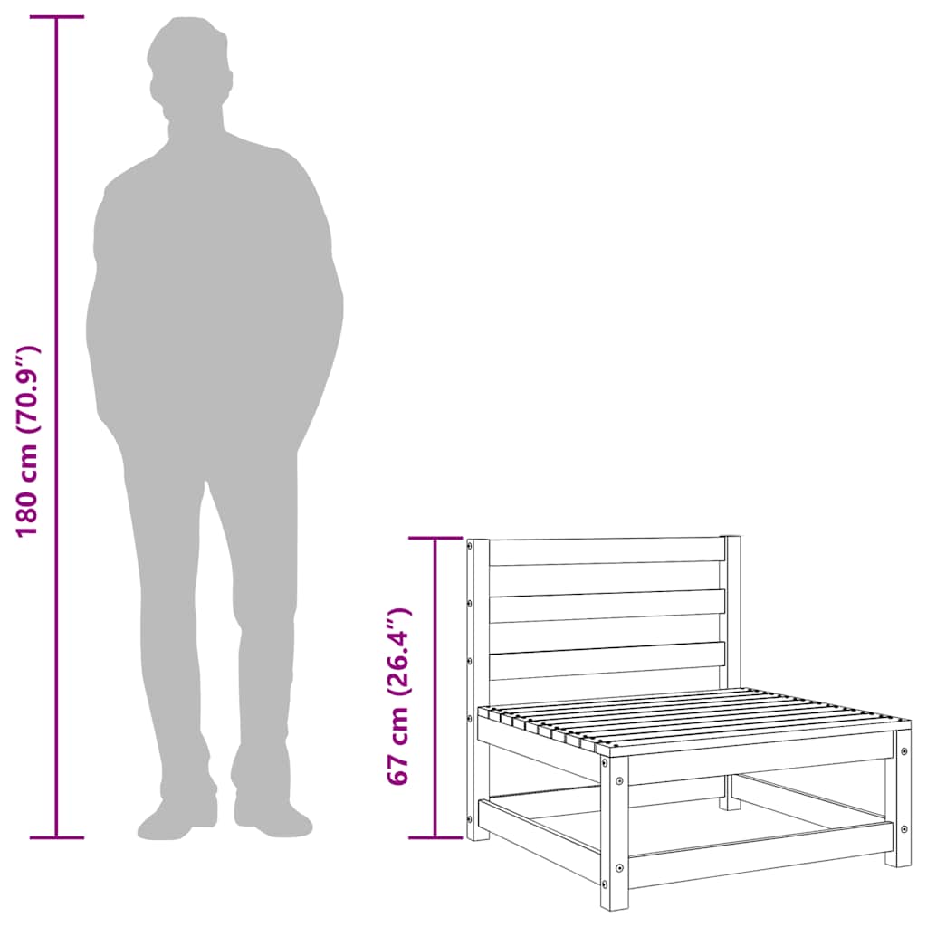 Gartensofa ohne Armlehnen Wachsbraun 70x70x67 cm Massivholz