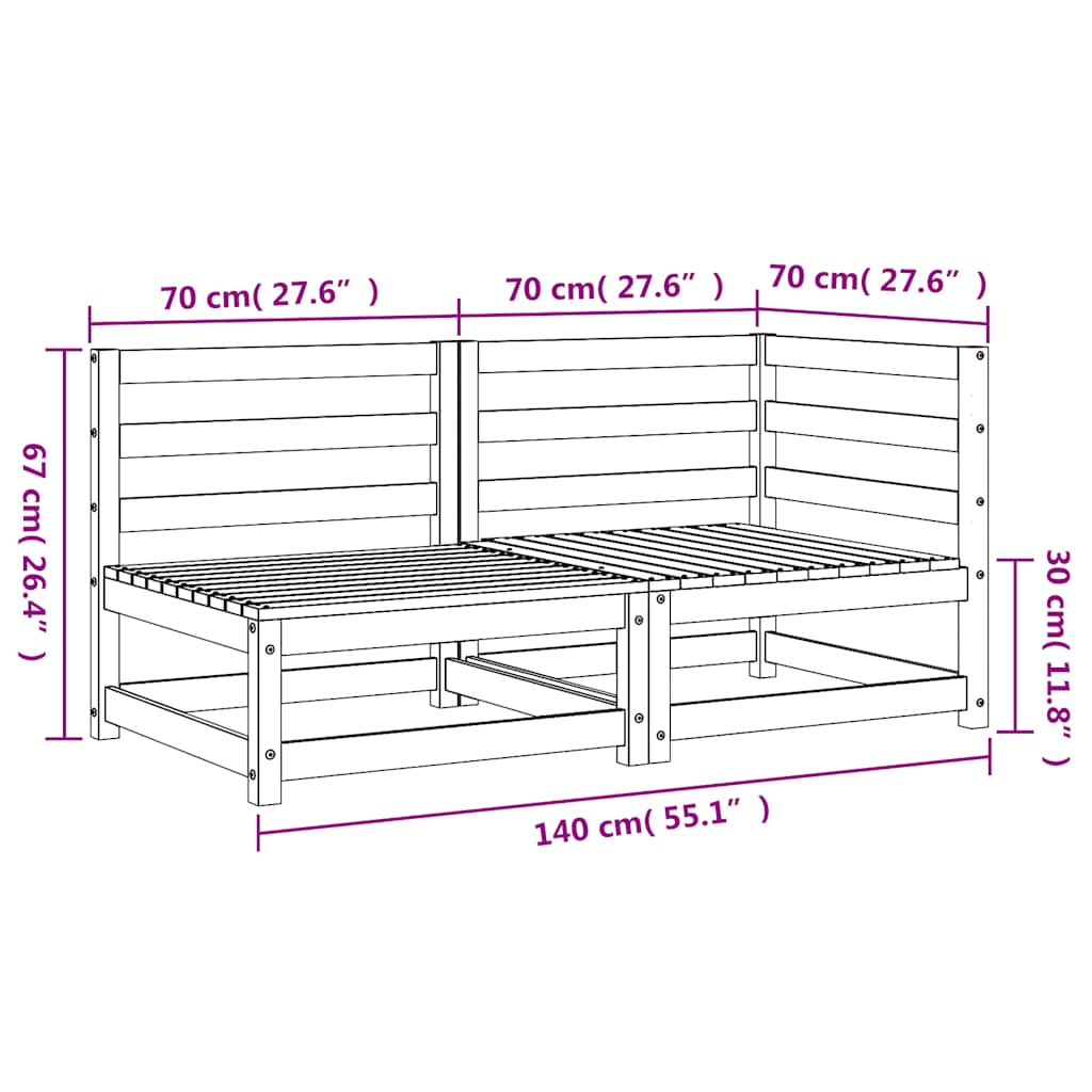 Garden Sofa 2-Seater Pinewood Impregnated
