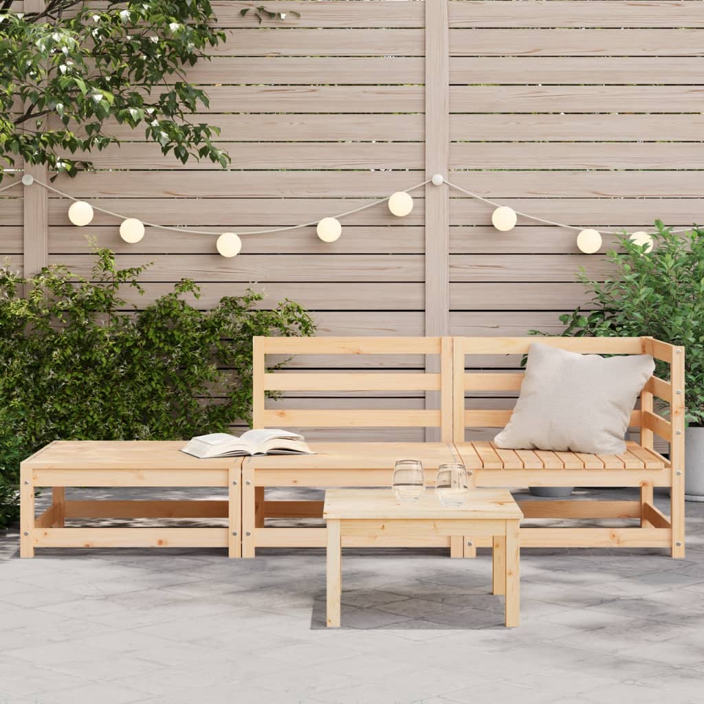 Garden sofa with footstool 2-seater solid pine wood
