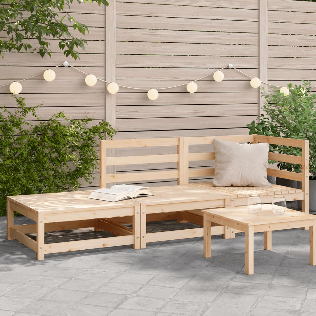 Garden sofa with footstool 2-seater solid pine wood