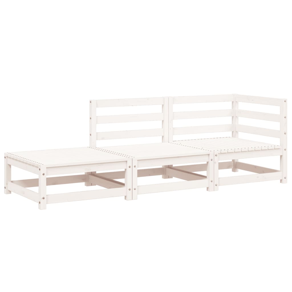 Garden Sofa with Stool 2-Seater White Solid Pine
