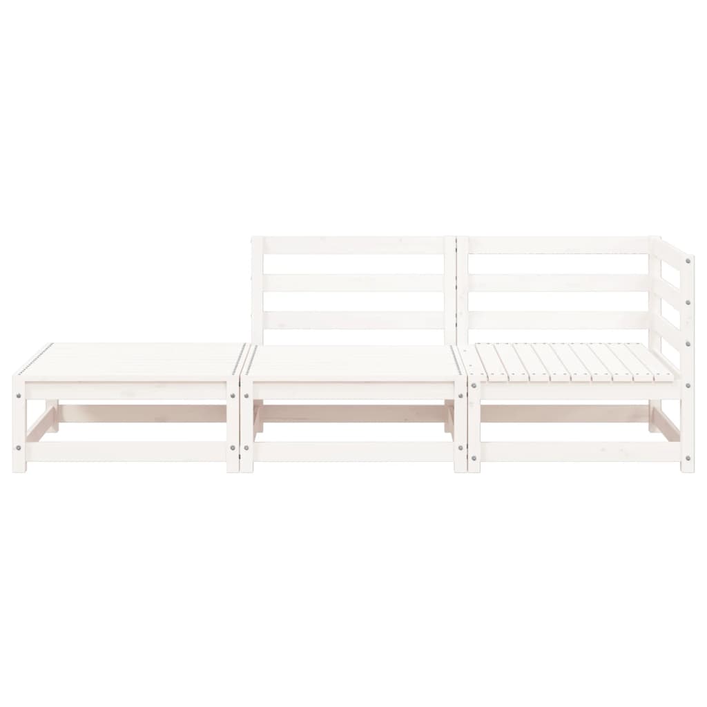 Garden Sofa with Stool 2-Seater White Solid Pine