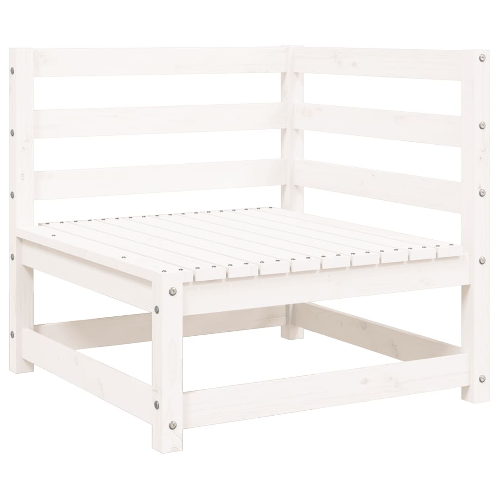 Garden Sofa with Stool 2-Seater White Solid Pine