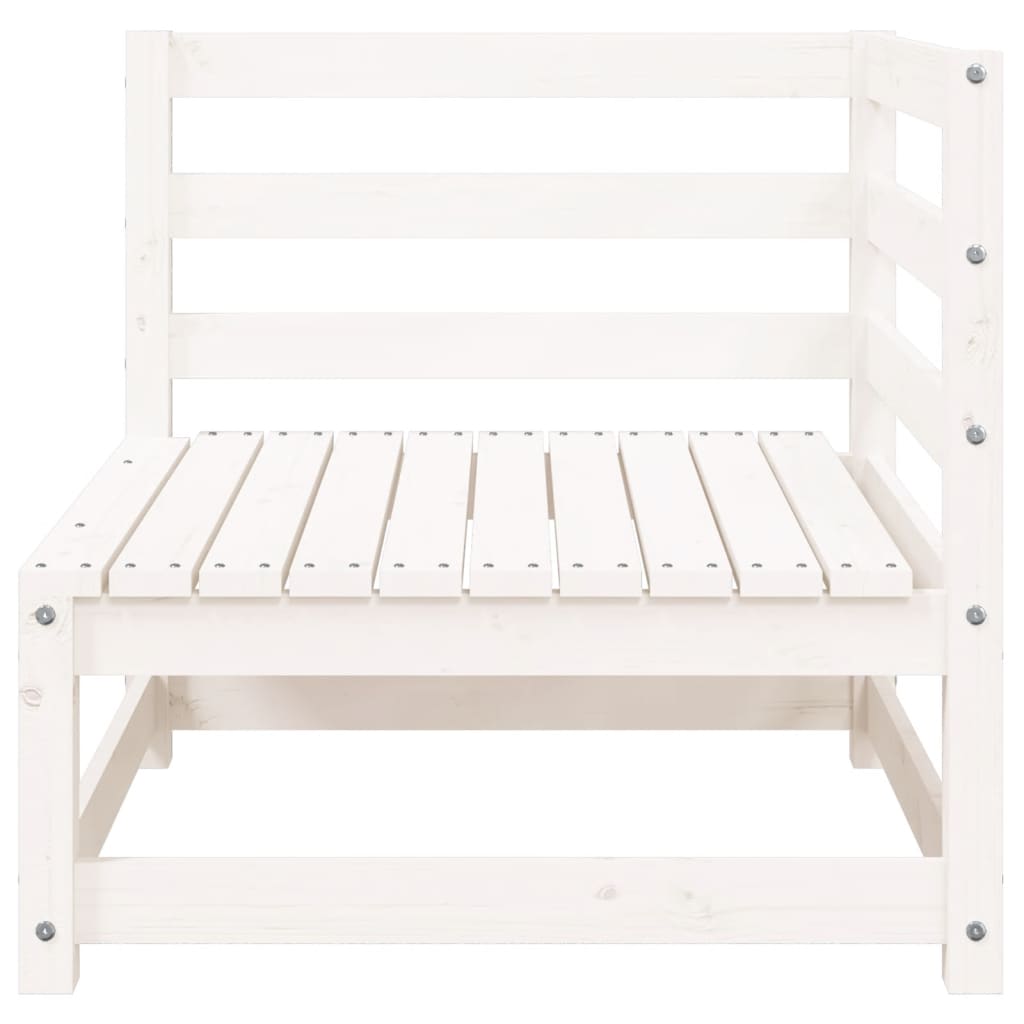 Garden Sofa with Stool 2-Seater White Solid Pine