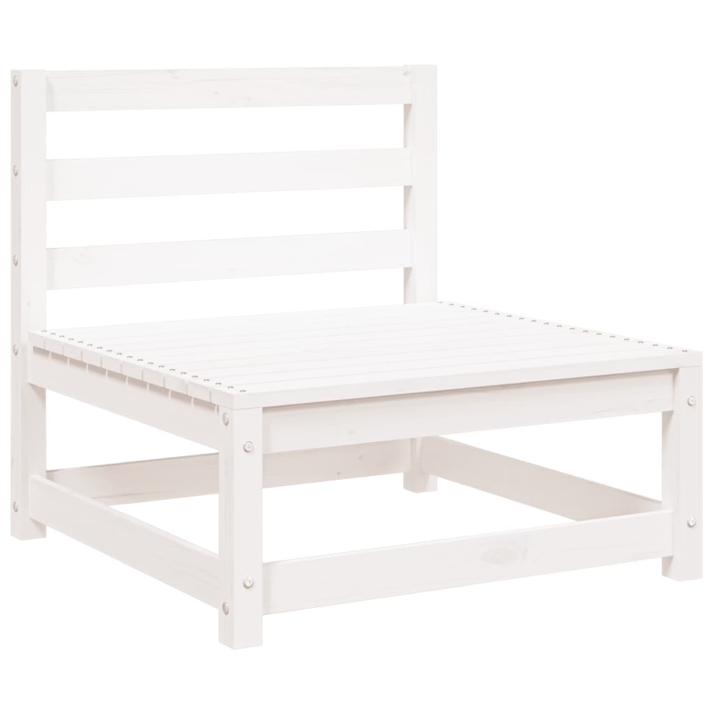 Garden Sofa with Stool 2-Seater White Solid Pine