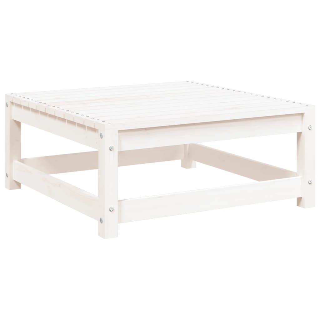 Garden Sofa with Stool 2-Seater White Solid Pine