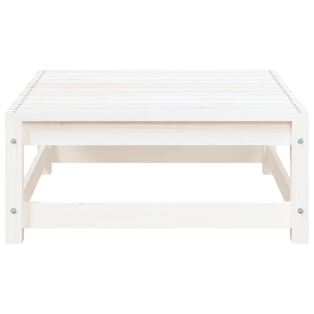 Garden Sofa with Stool 2-Seater White Solid Pine
