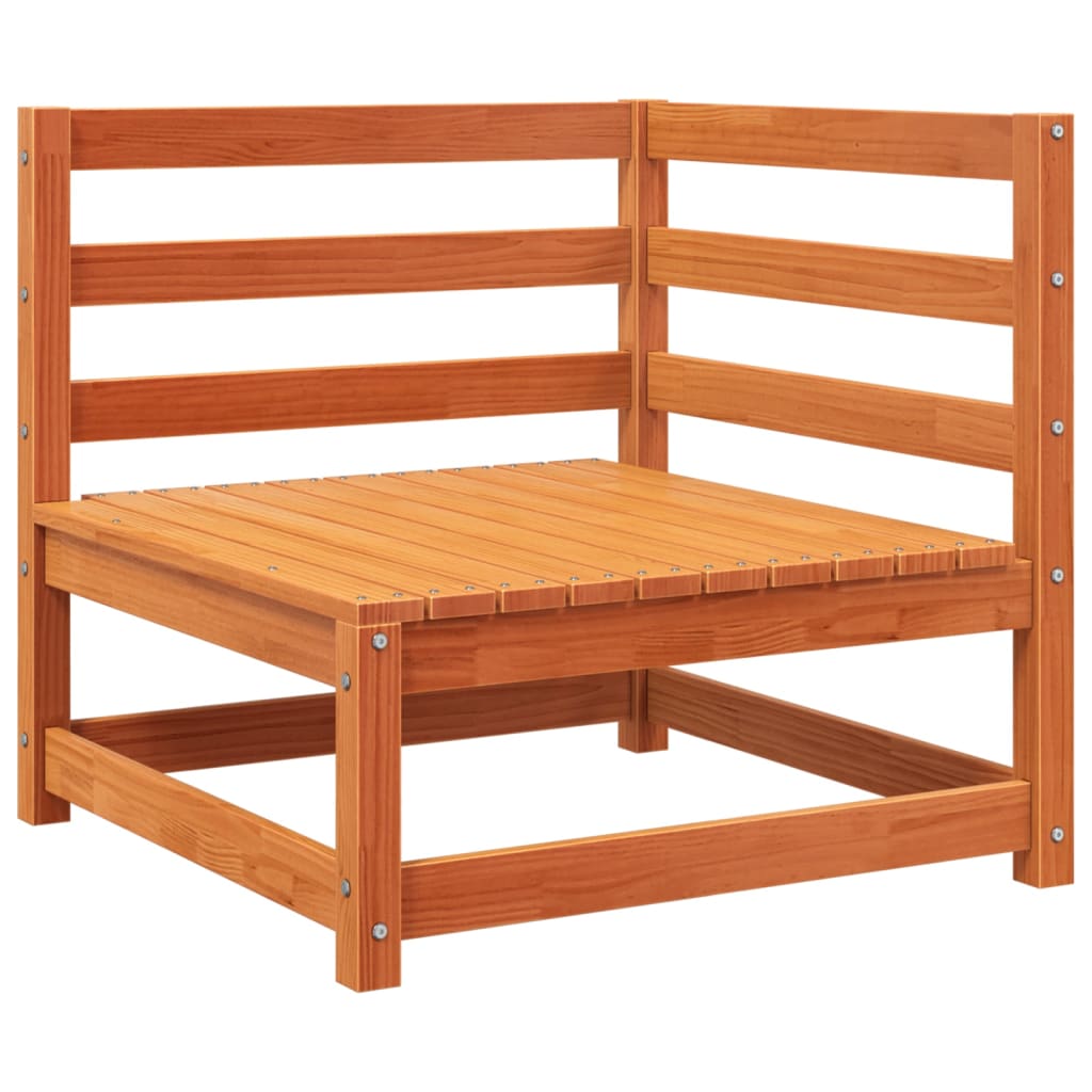 Garden sofa with footstool 2-seater wax brown solid pine
