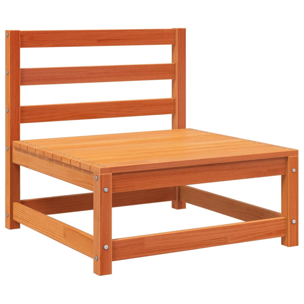 Garden sofa with footstool 2-seater wax brown solid pine