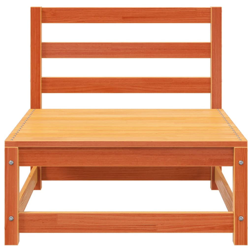 Garden sofa with footstool 2-seater wax brown solid pine