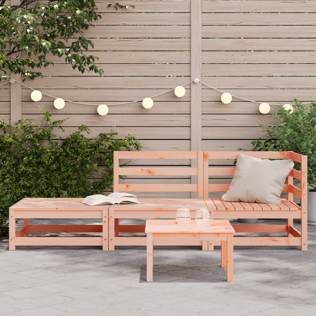 Garden sofa with stool 2-seater solid wood Douglas fir