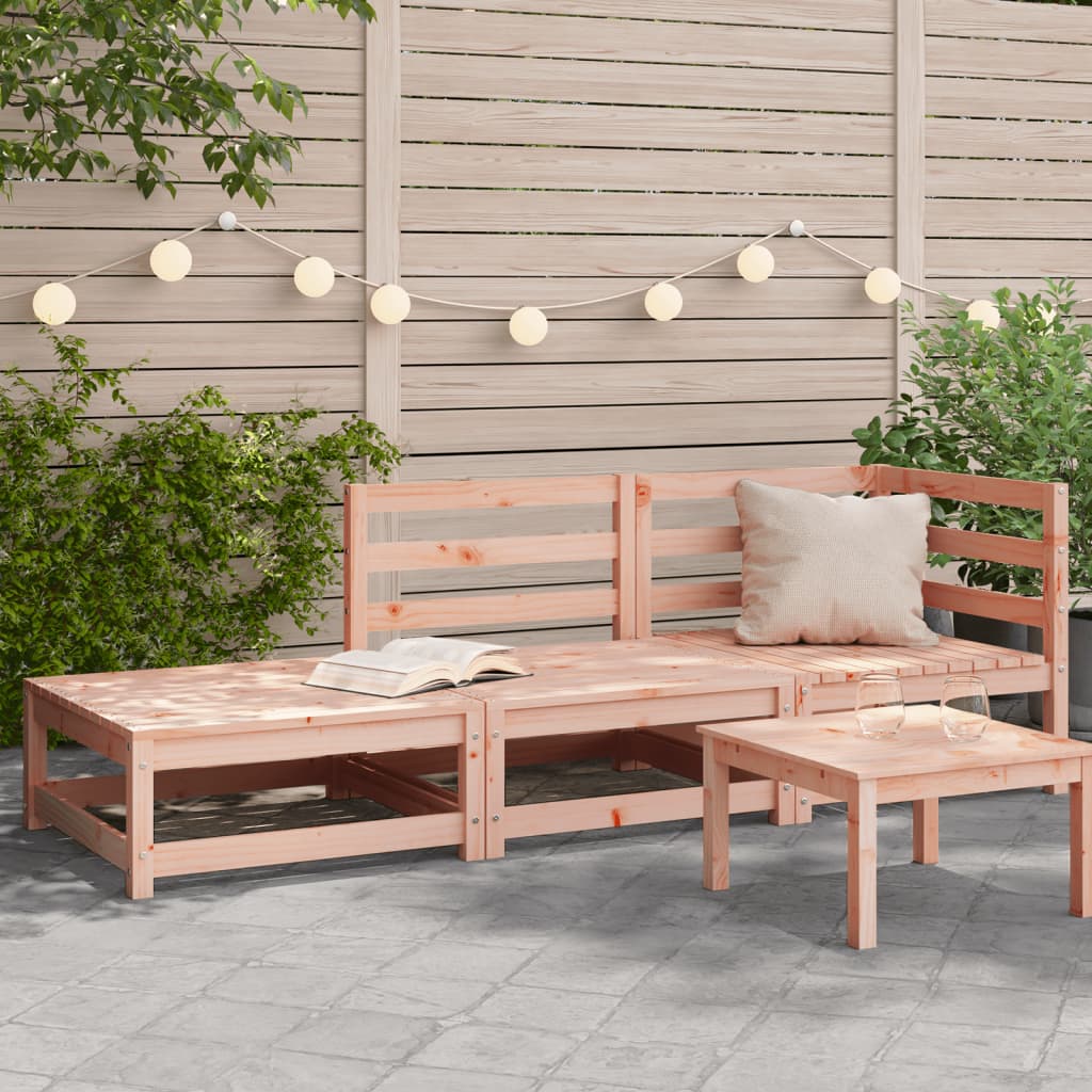 Garden sofa with stool 2-seater solid wood Douglas fir