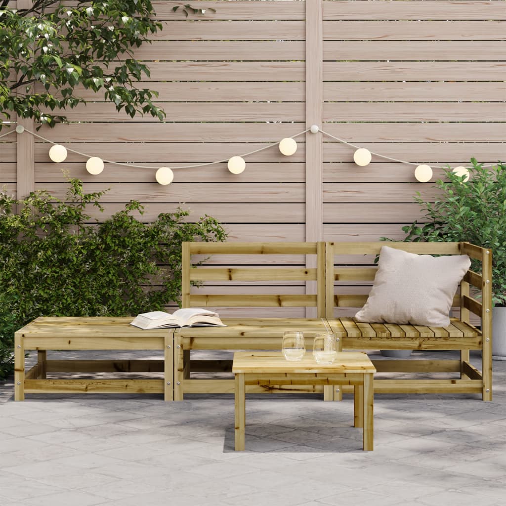 Garden Sofa with Stool 2-Seater Pinewood Impregnated