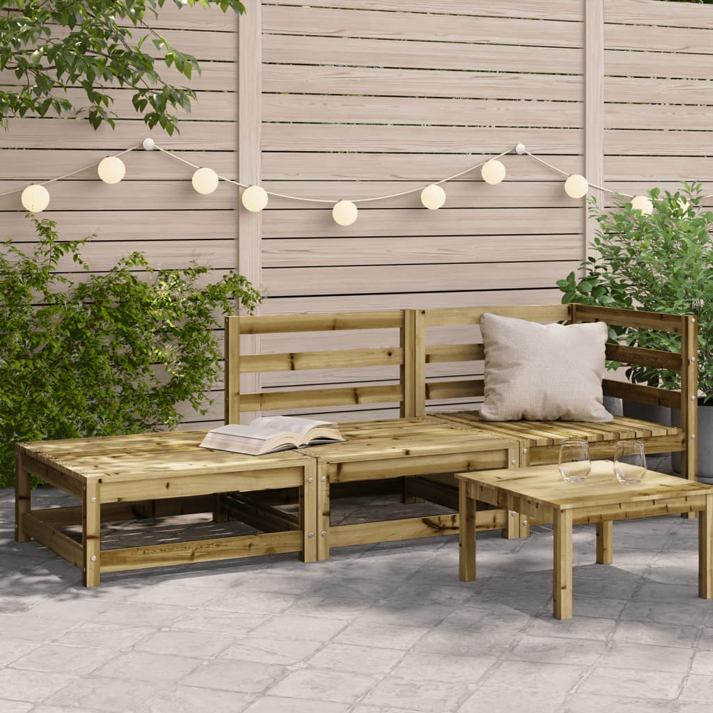 Garden Sofa with Stool 2-Seater Pinewood Impregnated