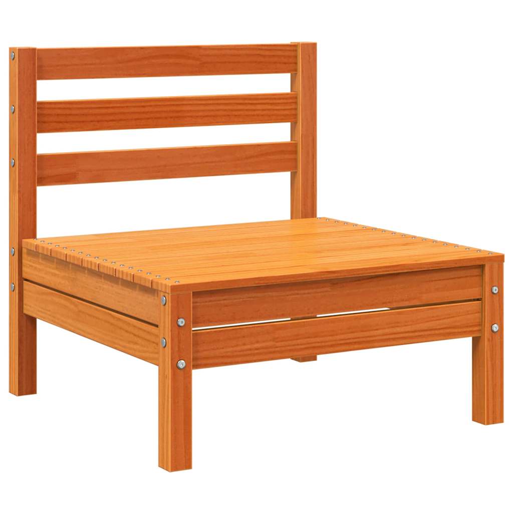 Garden sofas without armrests 4 pcs. Wax brown solid pine wood