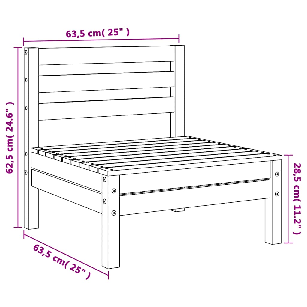 Garden sofas without armrests 4 pcs. Wax brown solid pine wood