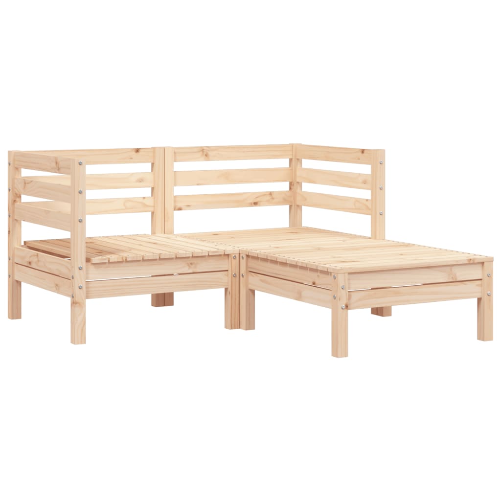 Garden sofa 2-seater with stool solid pine