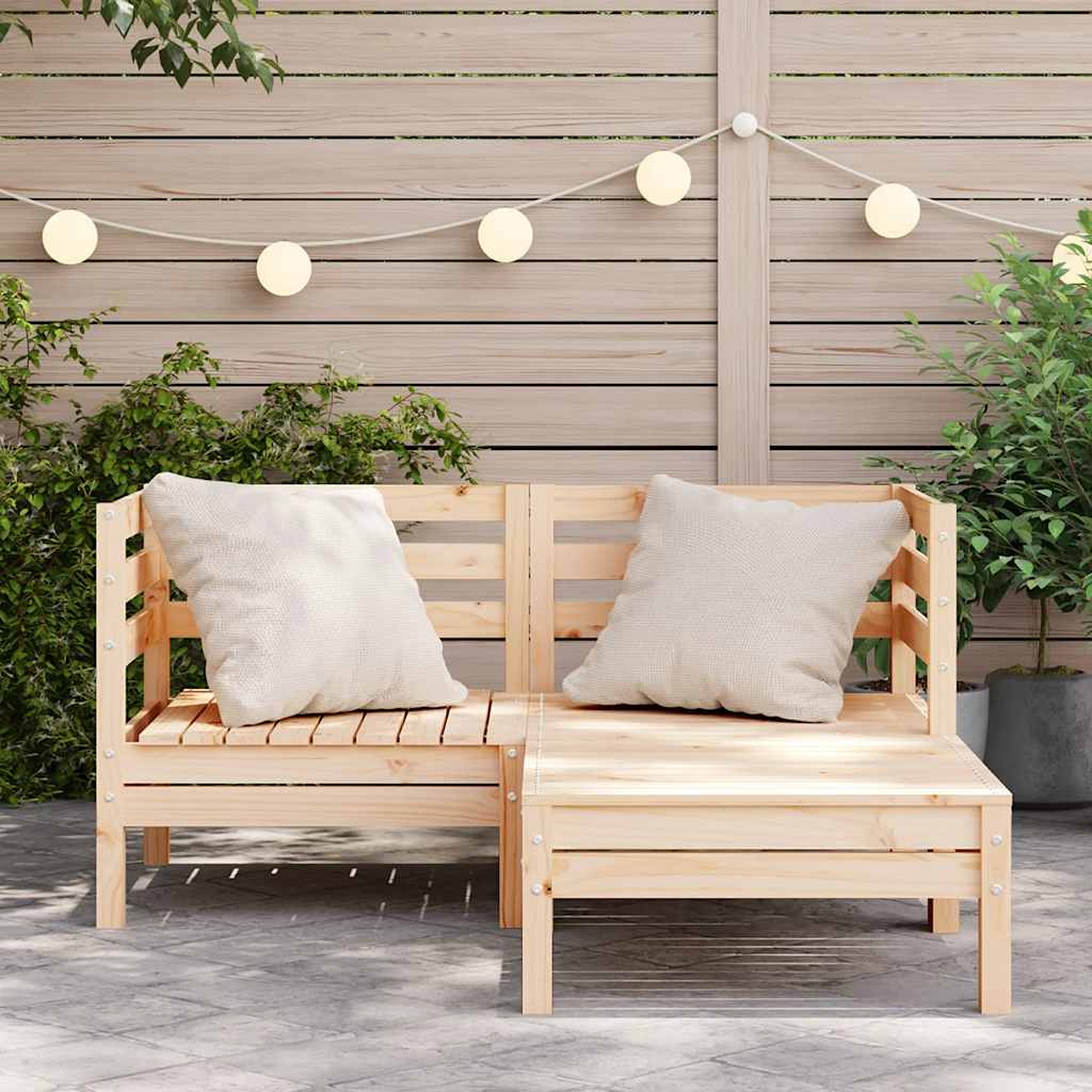 Garden sofa 2-seater with stool solid pine