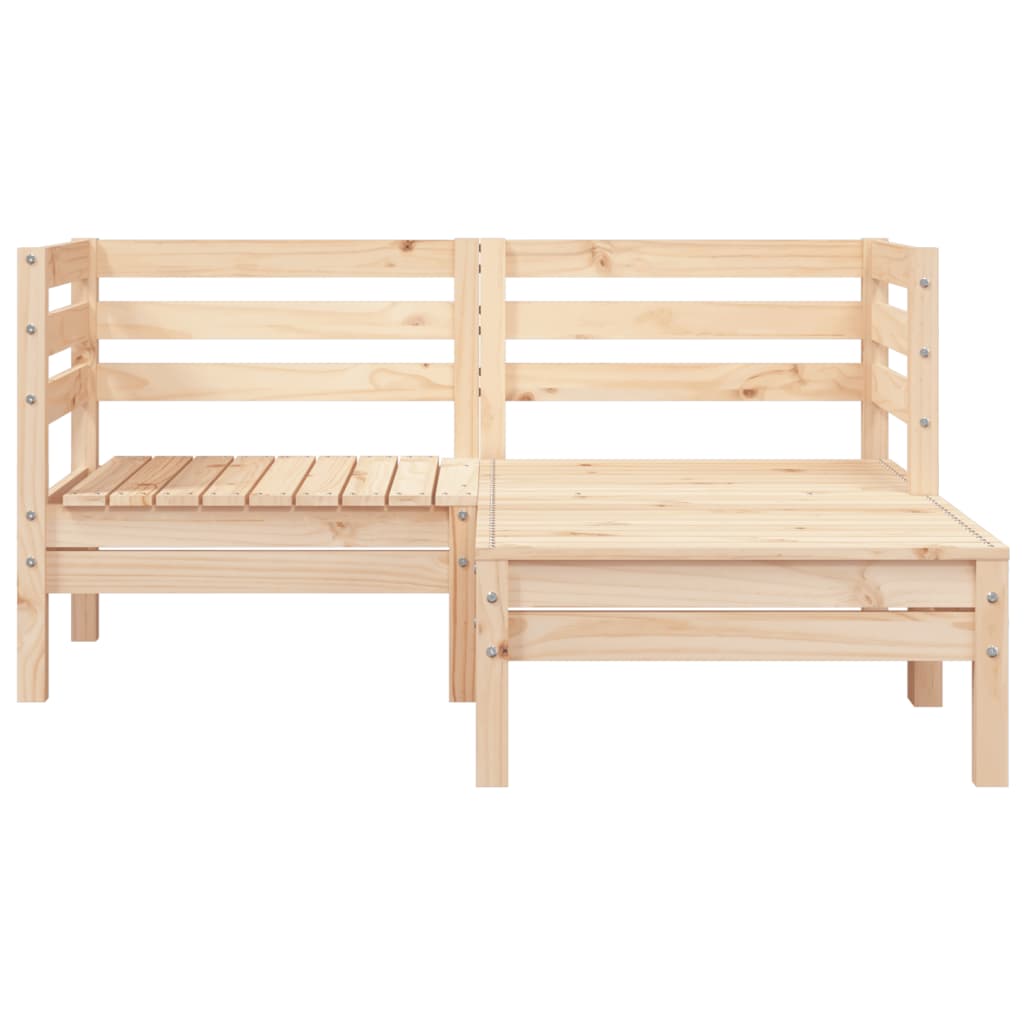 Garden sofa 2-seater with stool solid pine