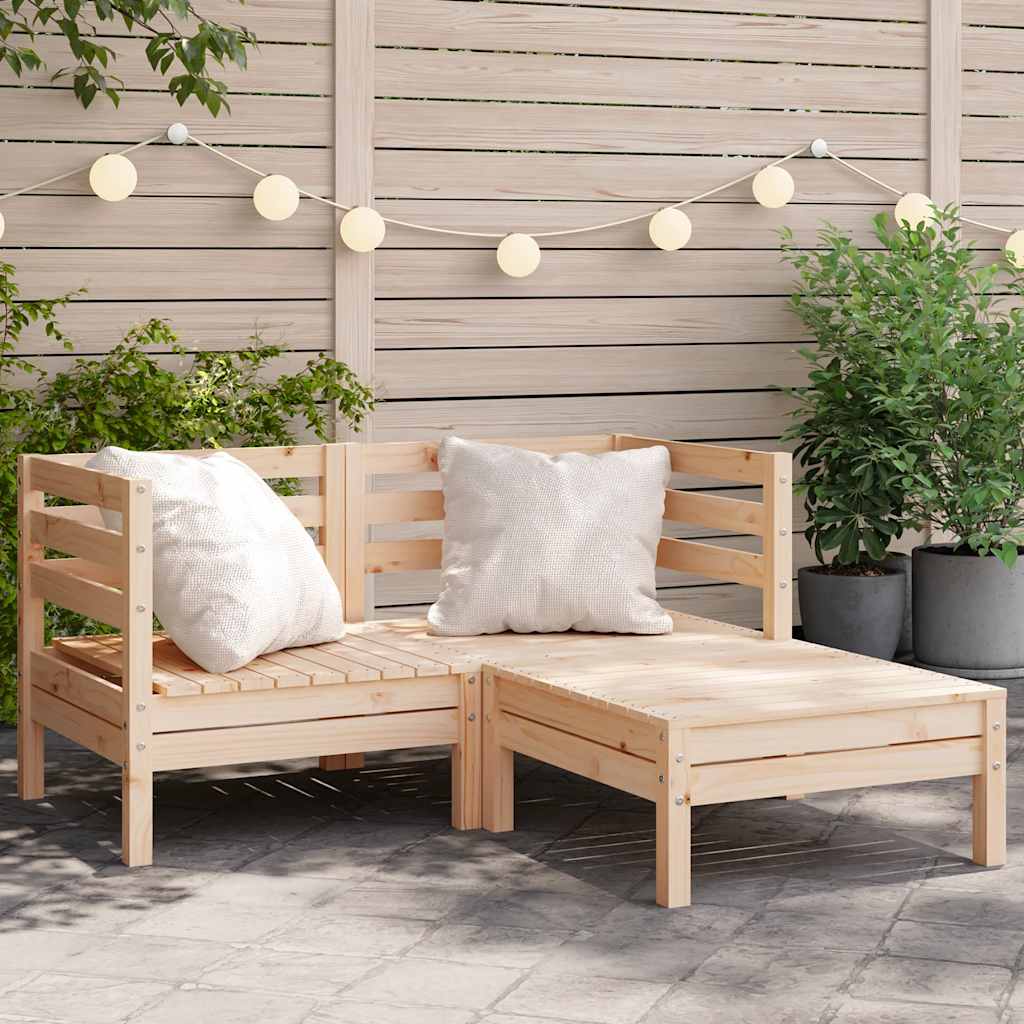 Garden sofa 2-seater with stool solid pine