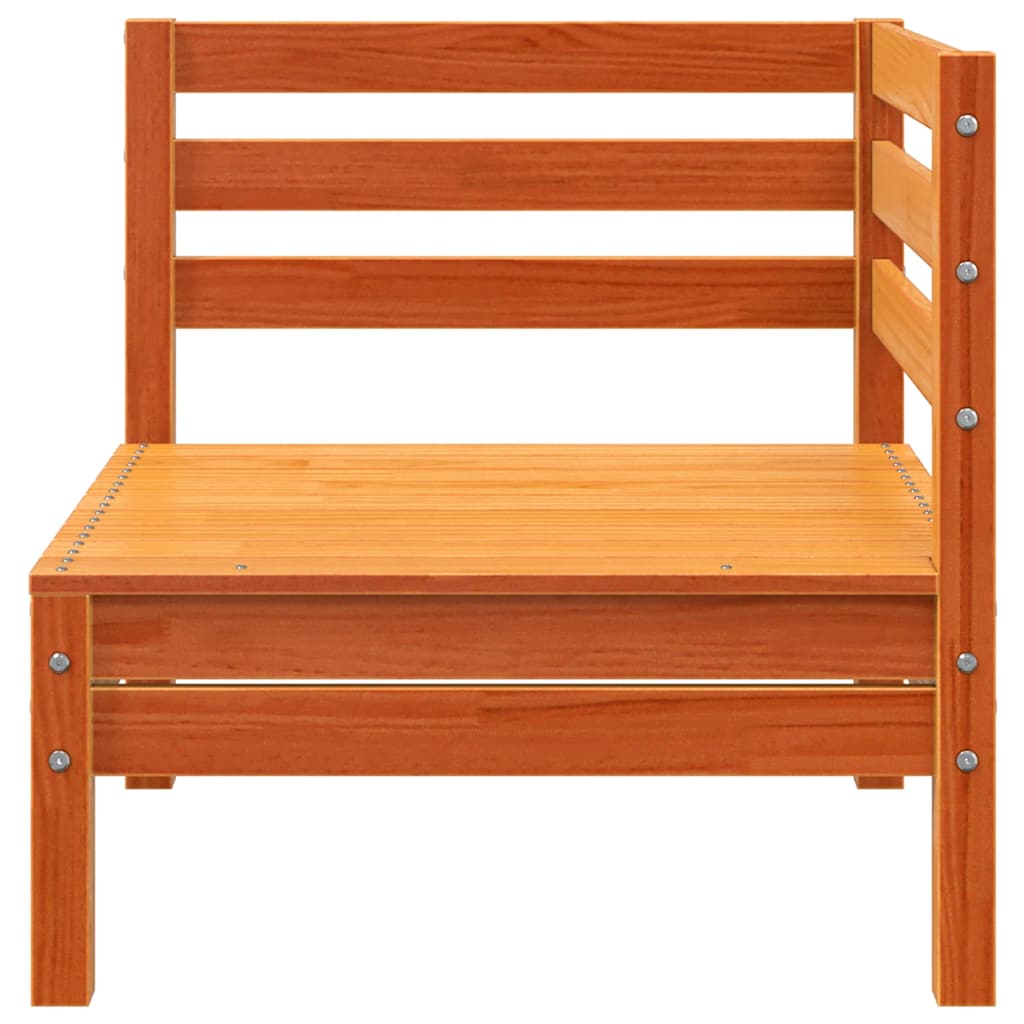 Garden sofa 2-seater with stool wax brown solid pine
