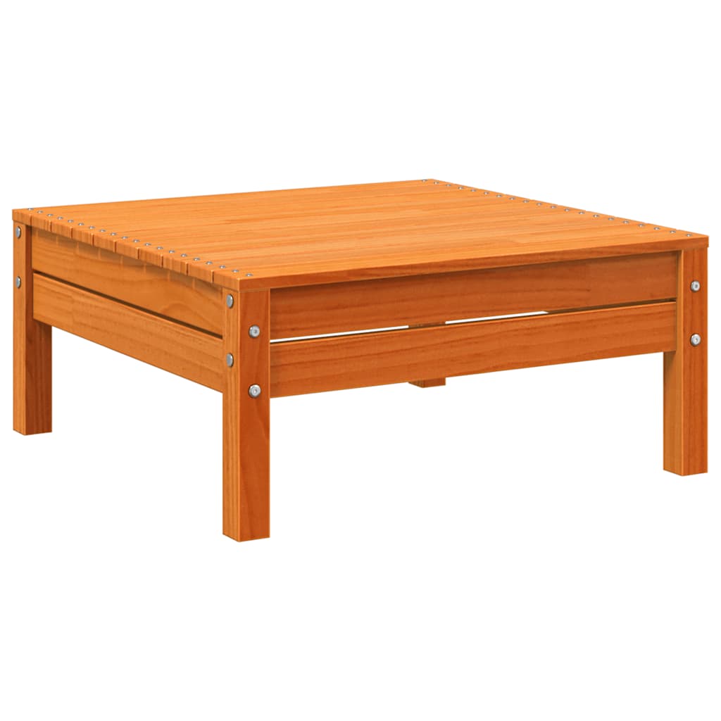 Garden sofa 2-seater with stool wax brown solid pine