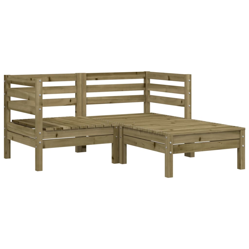 Garden Sofa 2-Seater with Stool Pinewood Impregnated