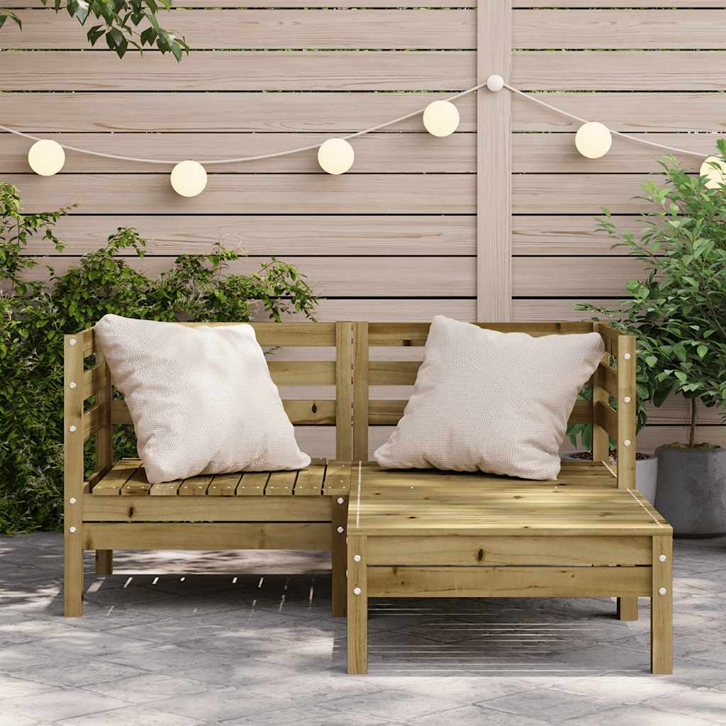 Garden Sofa 2-Seater with Stool Pinewood Impregnated